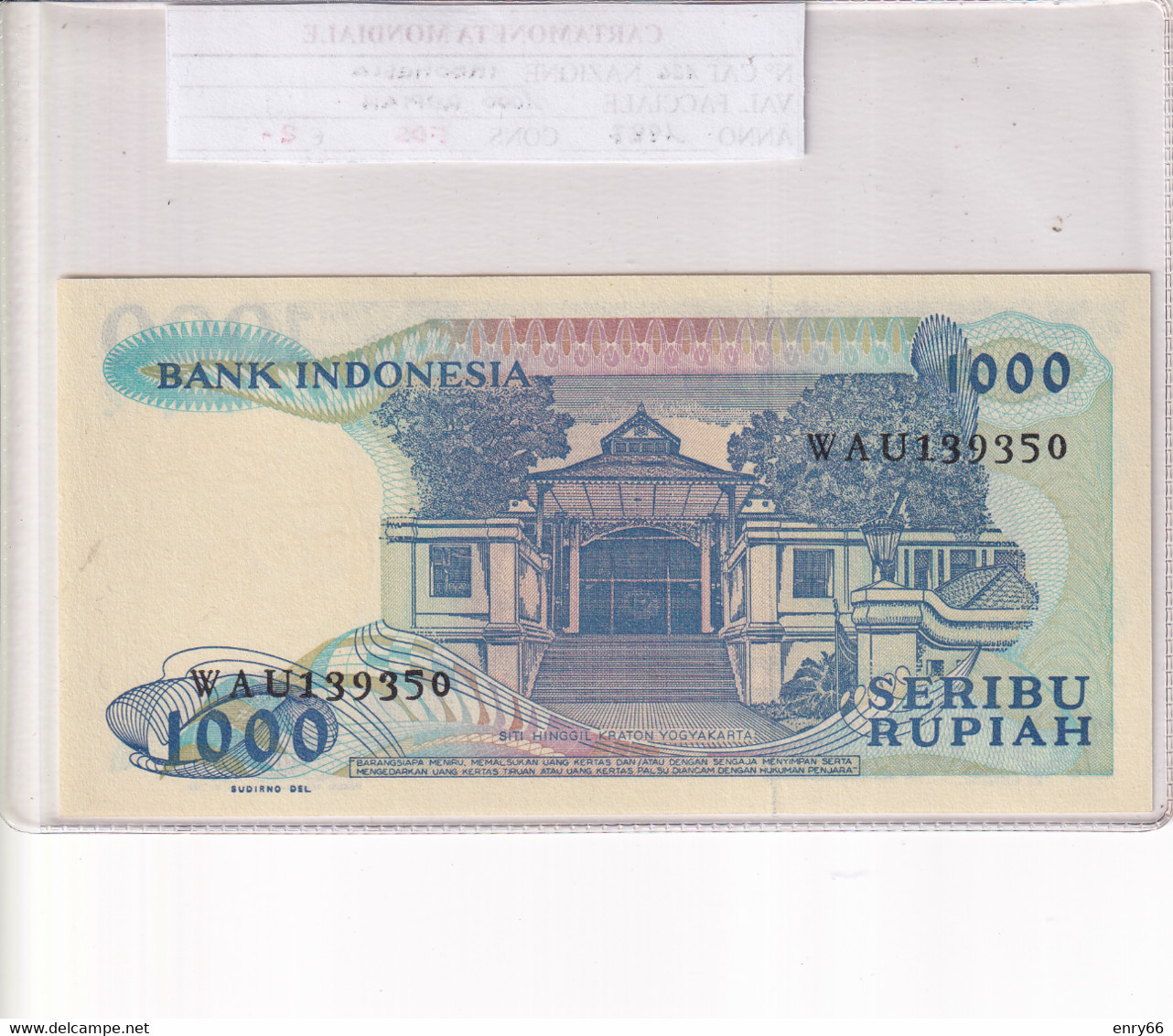 INDONESIA 1000 RUPIAH 1987 P124 - Indonésie