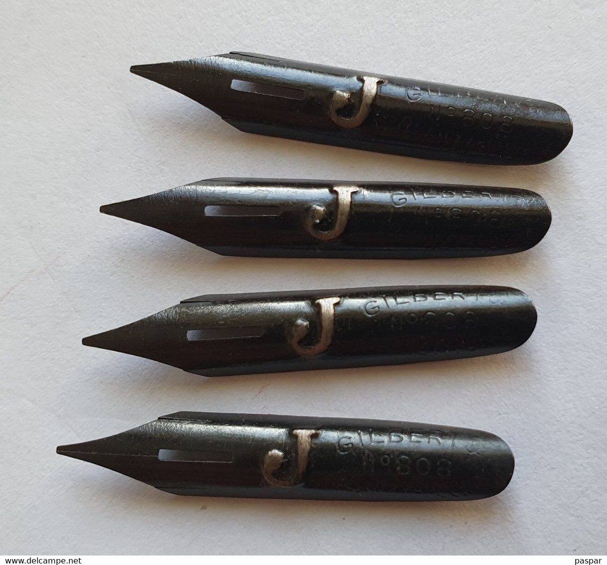 Lot De 4 Plumes Noires Estampées J Doré J N°808 Gilbert  Blanzy Poure - Pens