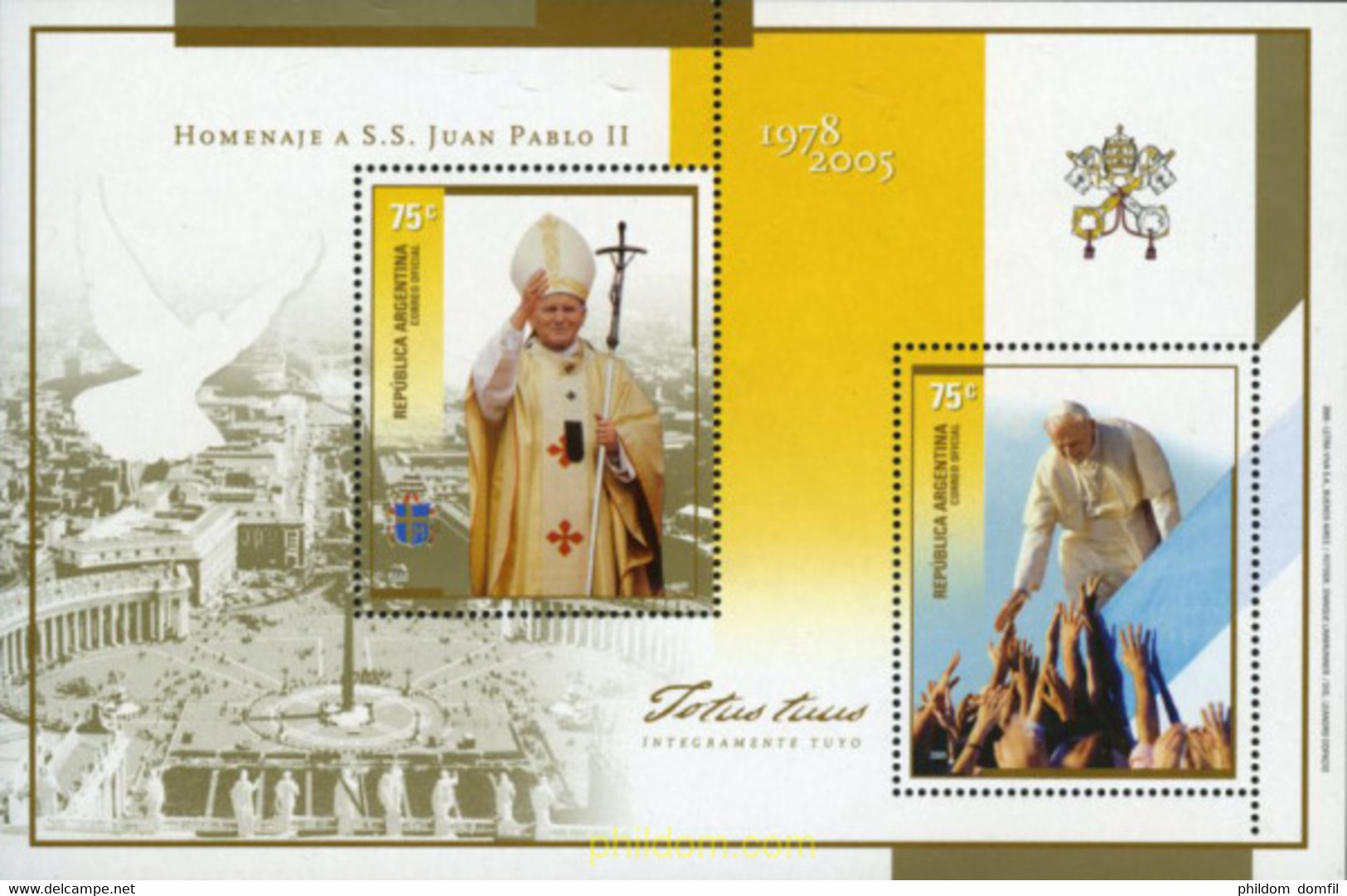 183443 MNH ARGENTINA 2005 EN MEMORIA DEL PAPA JUAN-PABLO II - Gebruikt