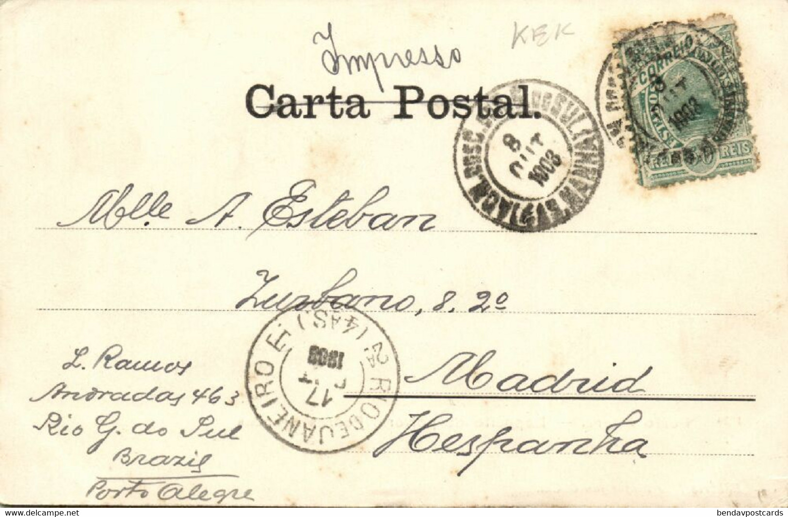 Brazil, PORTO ALEGRE, Deposito De Polvora, Pedras Brancas (1903) Postcard - Porto Alegre