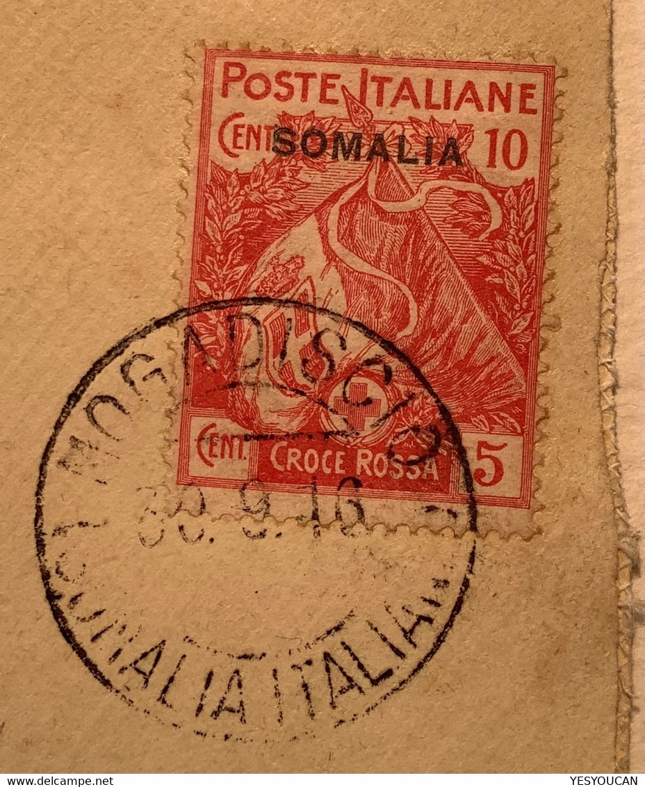 RARE RED CROSS  "MOGADISCIO SOMALIA ITALIANA 1916"  Sa.19, 22 Croce Rossa Cover (lettera Africa Orientale Croix Rouge - Somalie