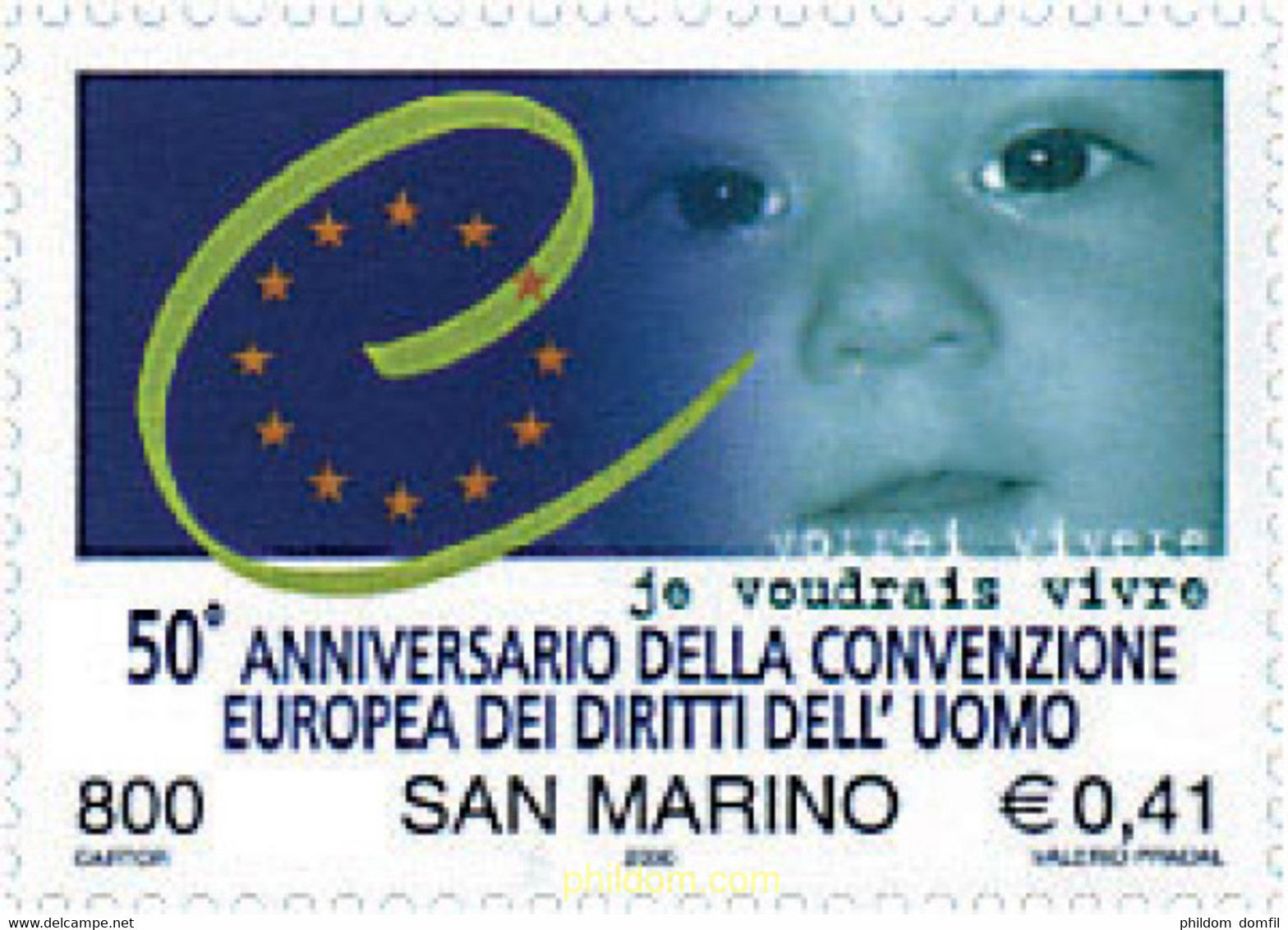 70007 MNH SAN MARINO 2000 50 ANIVERSARIO DE LA DECLARACION EUROPEA DE LOS DERECHOS HUMANOS - Gebraucht