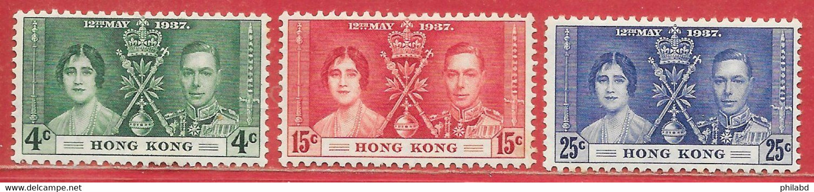 Hong Kong N°137 à/to 139 1937 * - Neufs