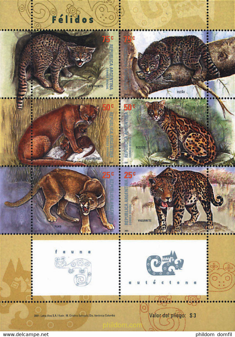 260700 MNH ARGENTINA 2001 FELINOS - Used Stamps