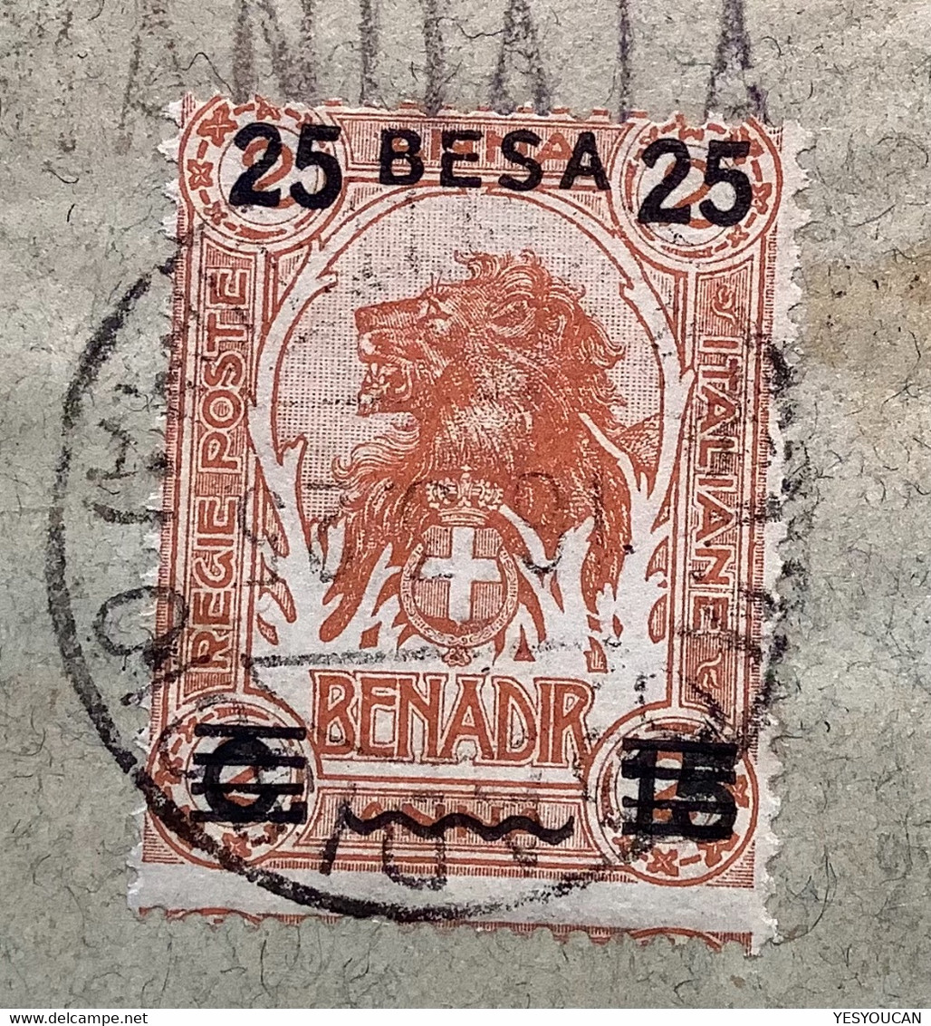 "MOGADISCIO SOMALIA ITALIANA 1925"  Sa.40, 41 RACCOMANDATA Cover (lettera Africa Orientale Lion - Somalie