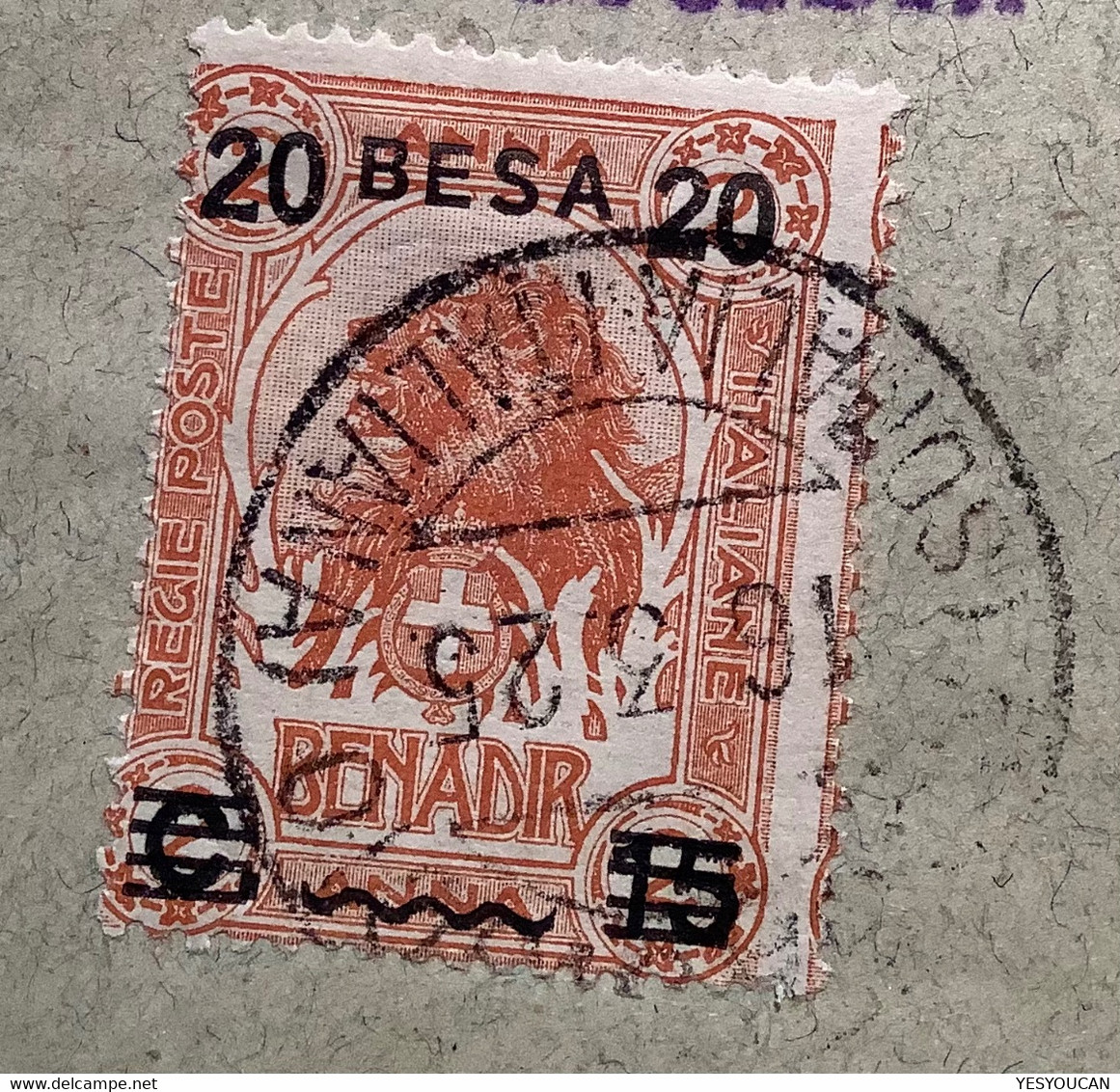 "MOGADISCIO SOMALIA ITALIANA 1925"  Sa.40, 41 RACCOMANDATA Cover (lettera Africa Orientale Lion - Somalia