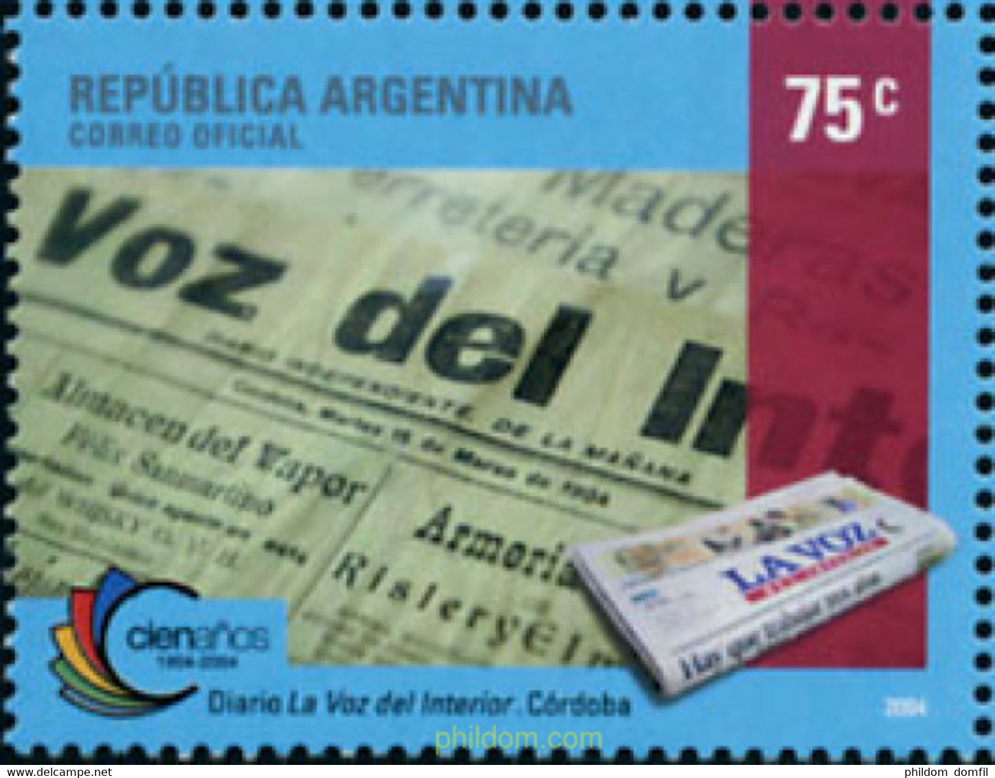 149257 MNH ARGENTINA 2004 CENTENARIO DEL PERIODICO "LA VOZ DEL INTERIOR" - Gebraucht