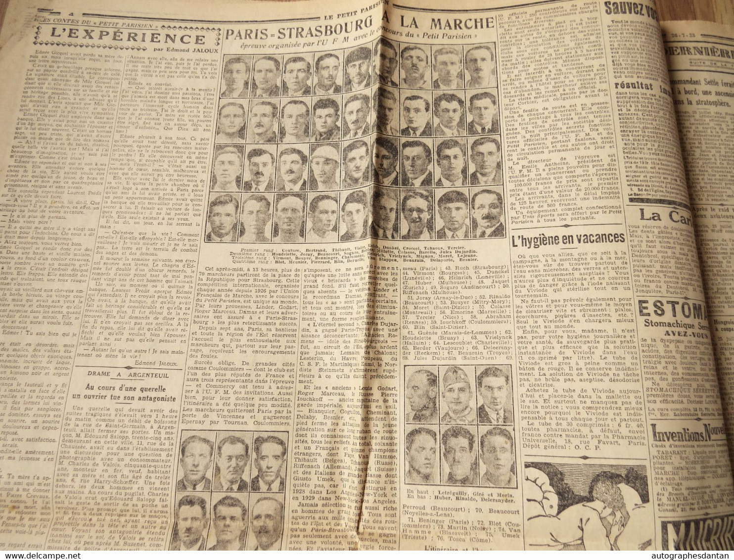 ● Le Petit Parisien - Journal Du 26 Juillet 1933 - Avant La Finale De La Coupe Davis - 70 Marcheurs > Strasbourg - Etc - Le Petit Parisien