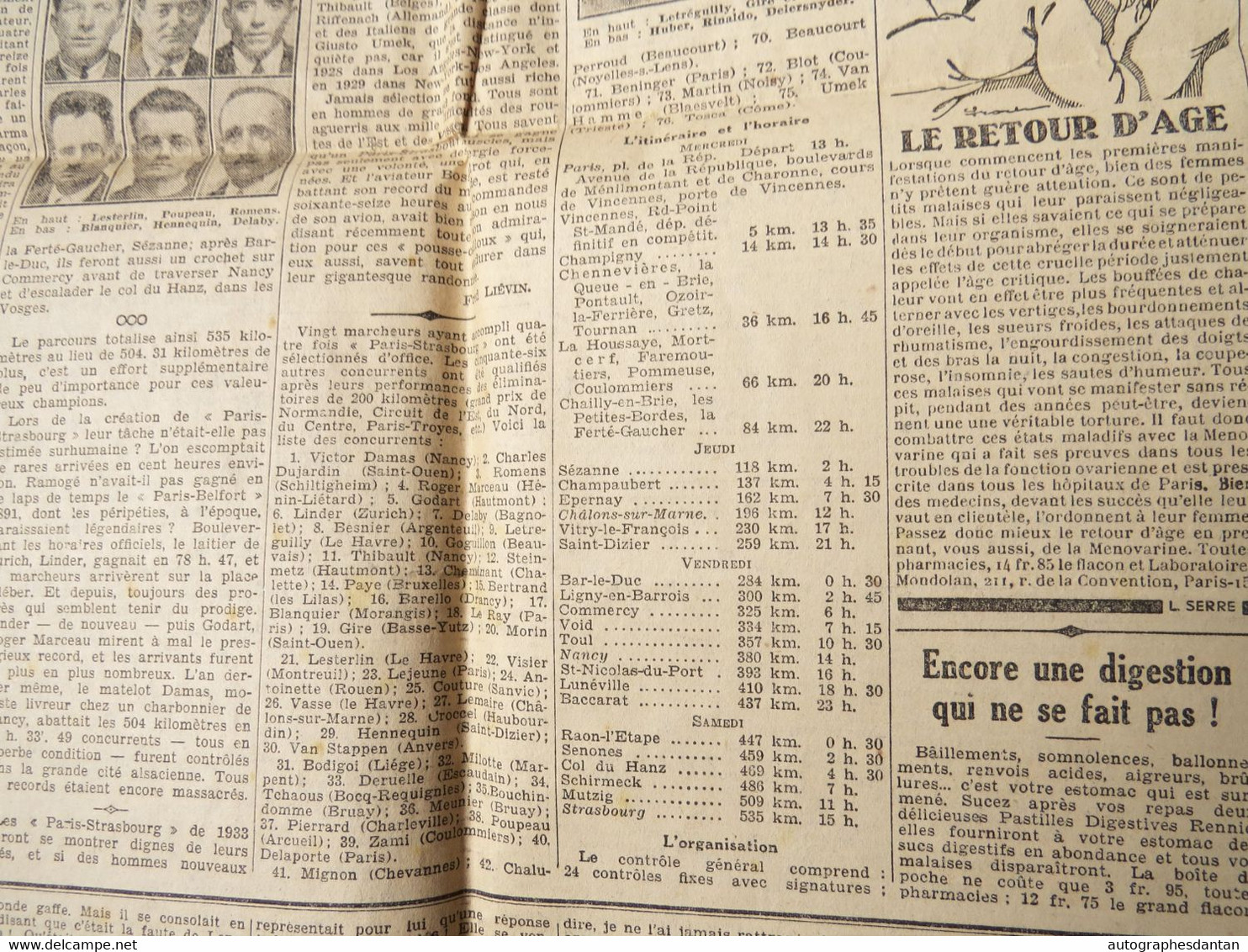 ● Le Petit Parisien - Journal Du 26 Juillet 1933 - Avant La Finale De La Coupe Davis - 70 Marcheurs > Strasbourg - Etc - Le Petit Parisien