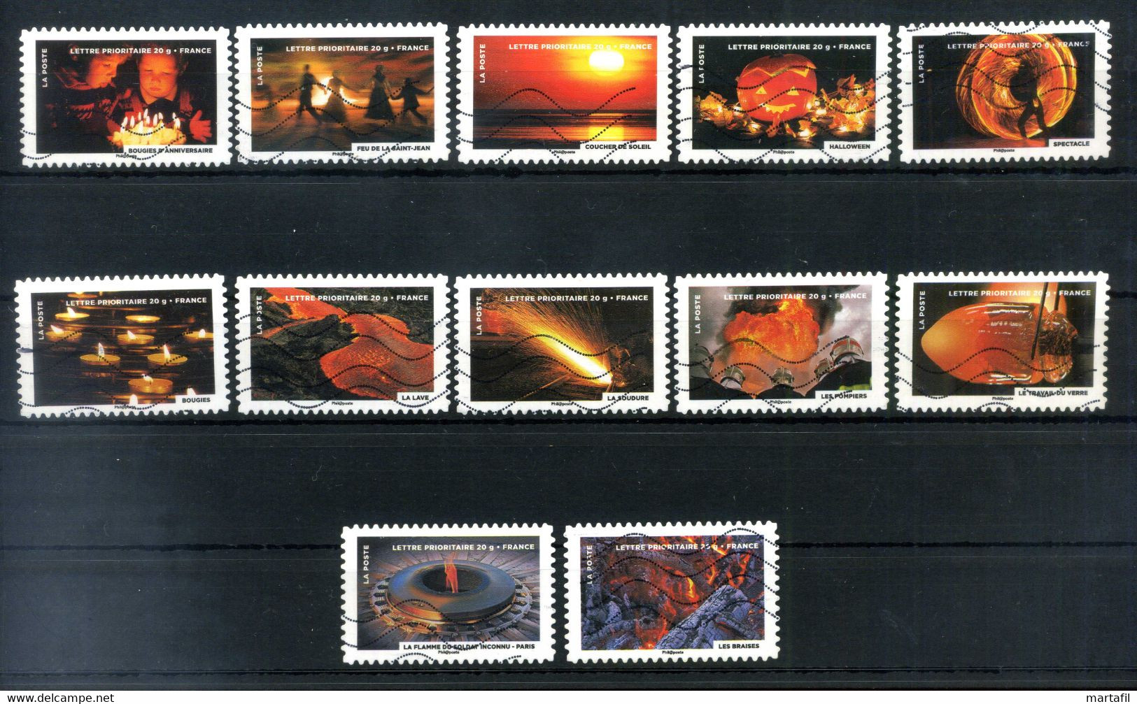 2012 FRANCIA SET USATO 5269/5280 Il Fuoco Nella Vita Quotidiana - Used Stamps