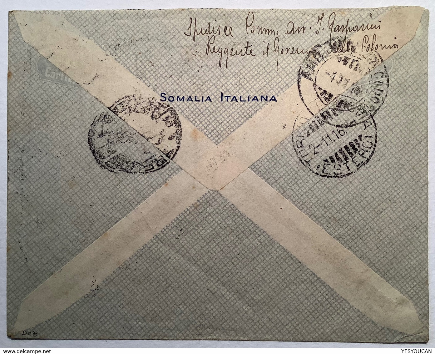 "MOGADISCIO SOMALIA ITALIANA OCT ! 1916"  Sa. 14, 23 "FDC" RACCOMANDATA Cover (lettera Africa Orientale Lion - Somalie
