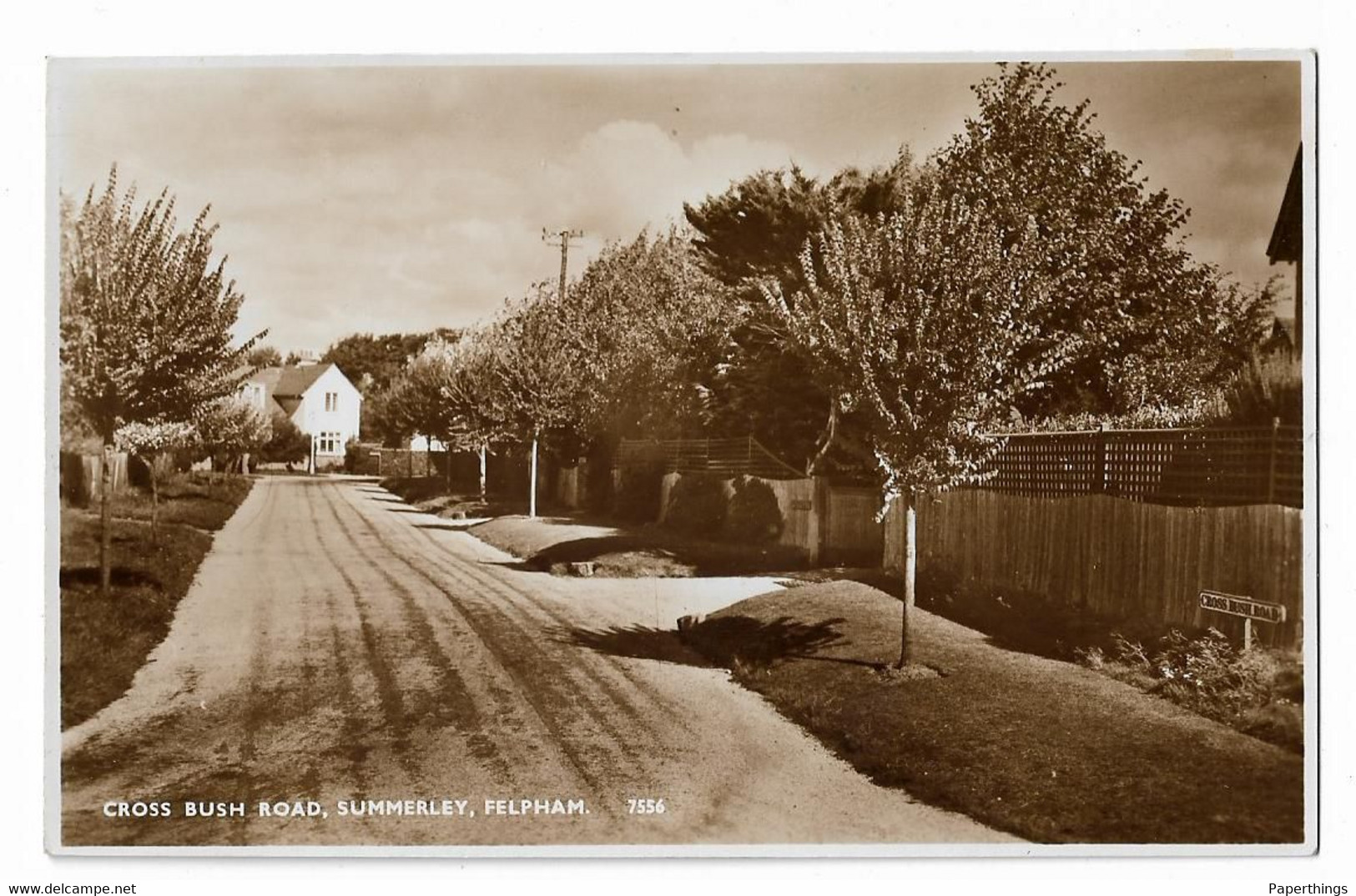 Real Photo Postcard, West Sussex, Arun, Felpham, Summerley, Cross Bush Road, Street, House. - Bognor Regis