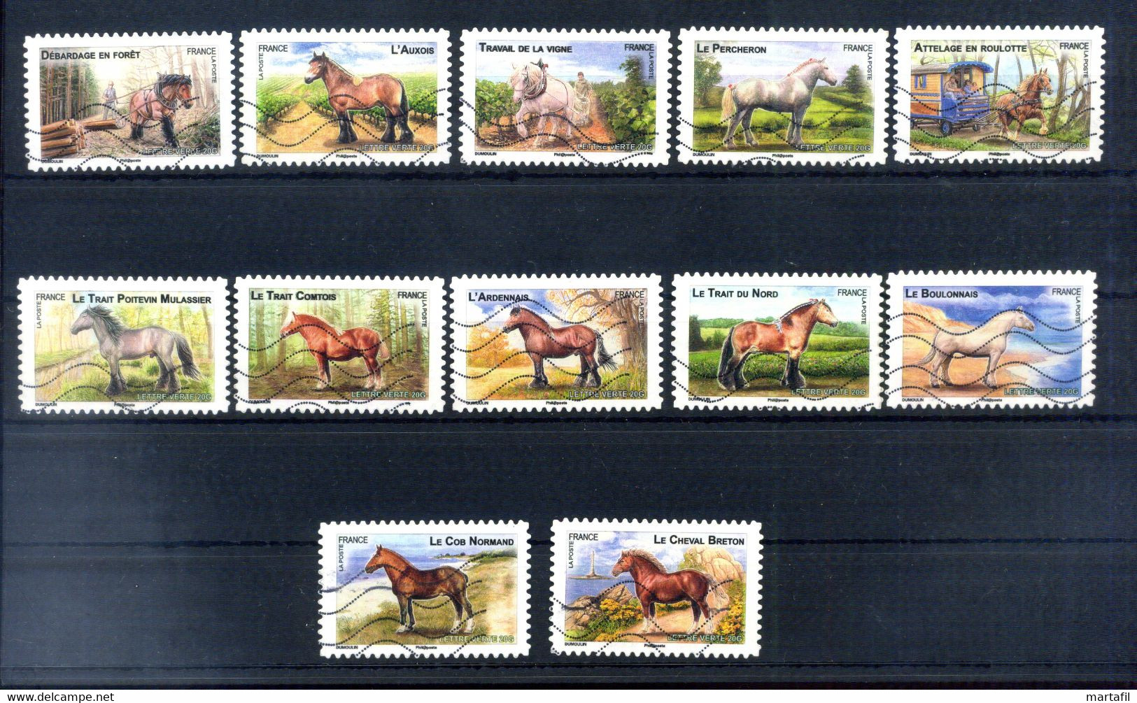 2013 FRANCIA SET USATO 5379/5390 Cavalli Da Lavoro - Used Stamps