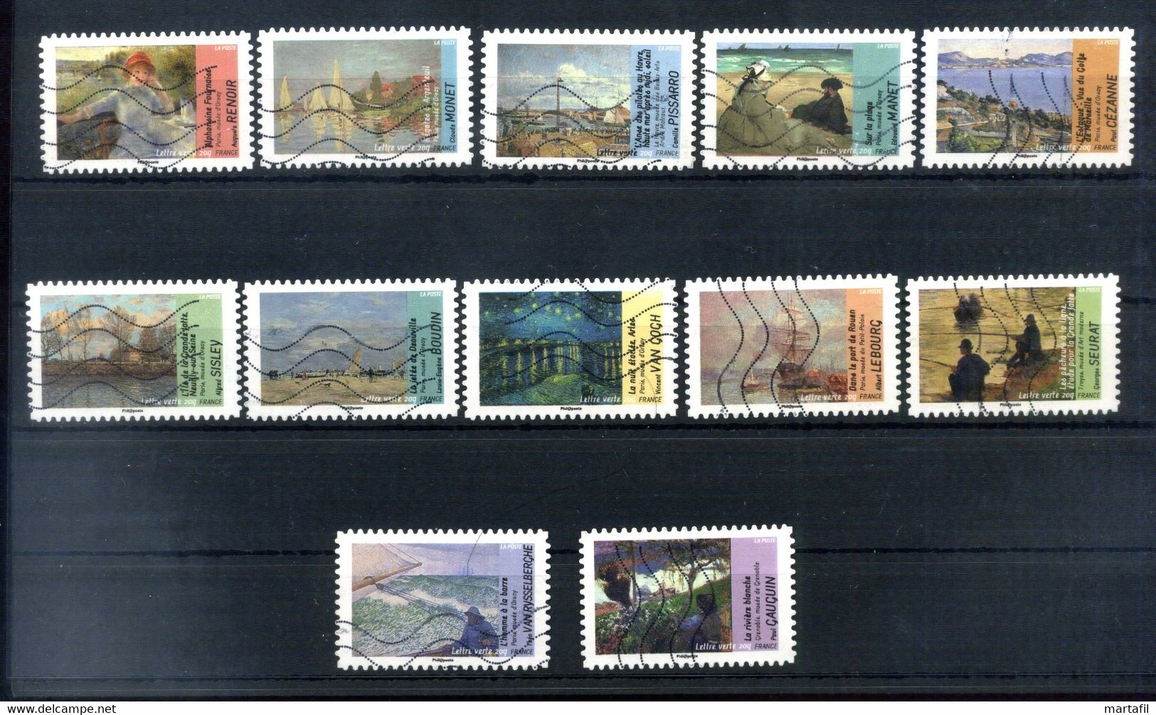 2013 FRANCIA SET USATO 5398/5409 Capolavori Dell'impressionismo - Used Stamps