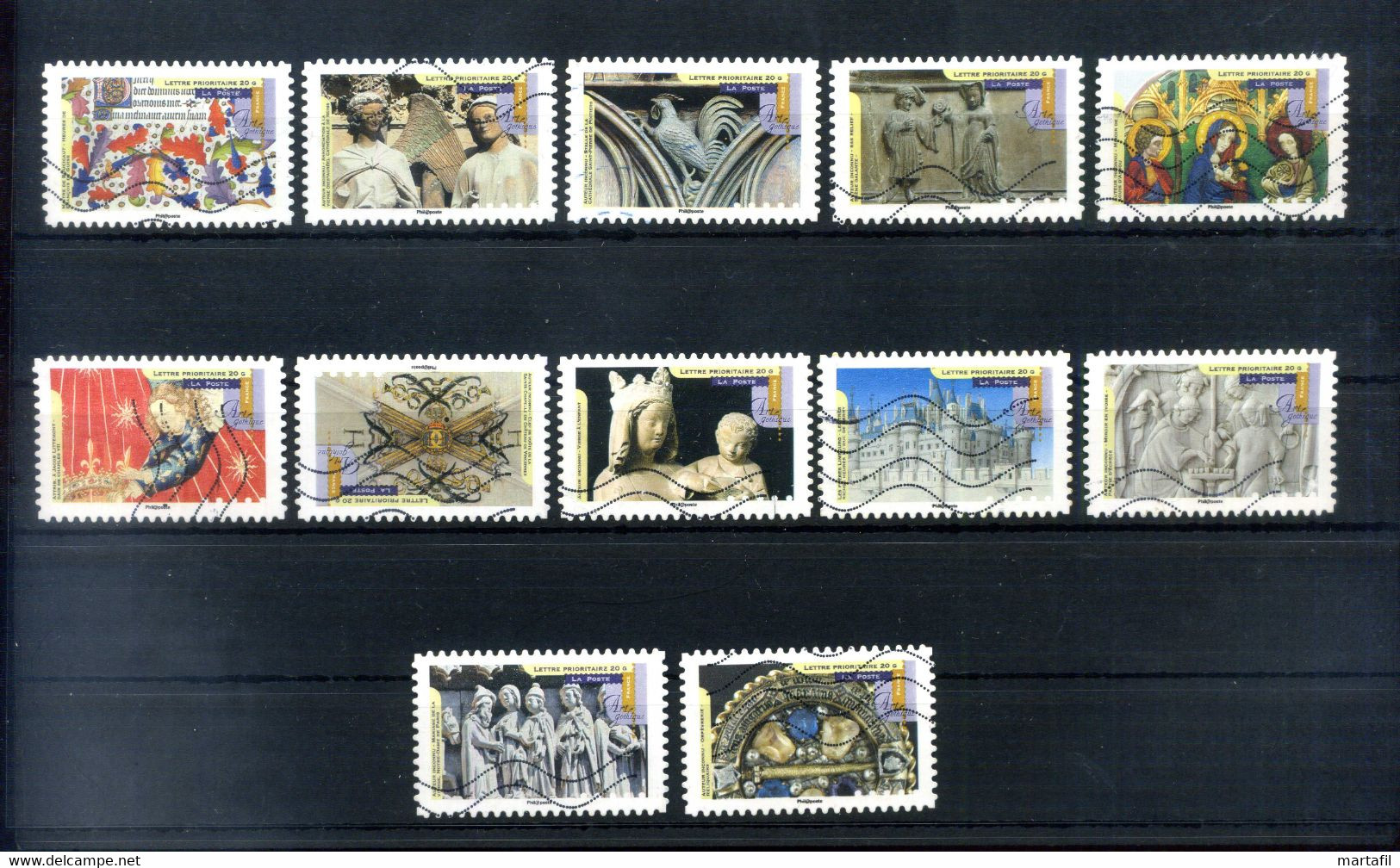 2013 FRANCIA SET USATO 5496/5507 Arte Gotica - Gebraucht