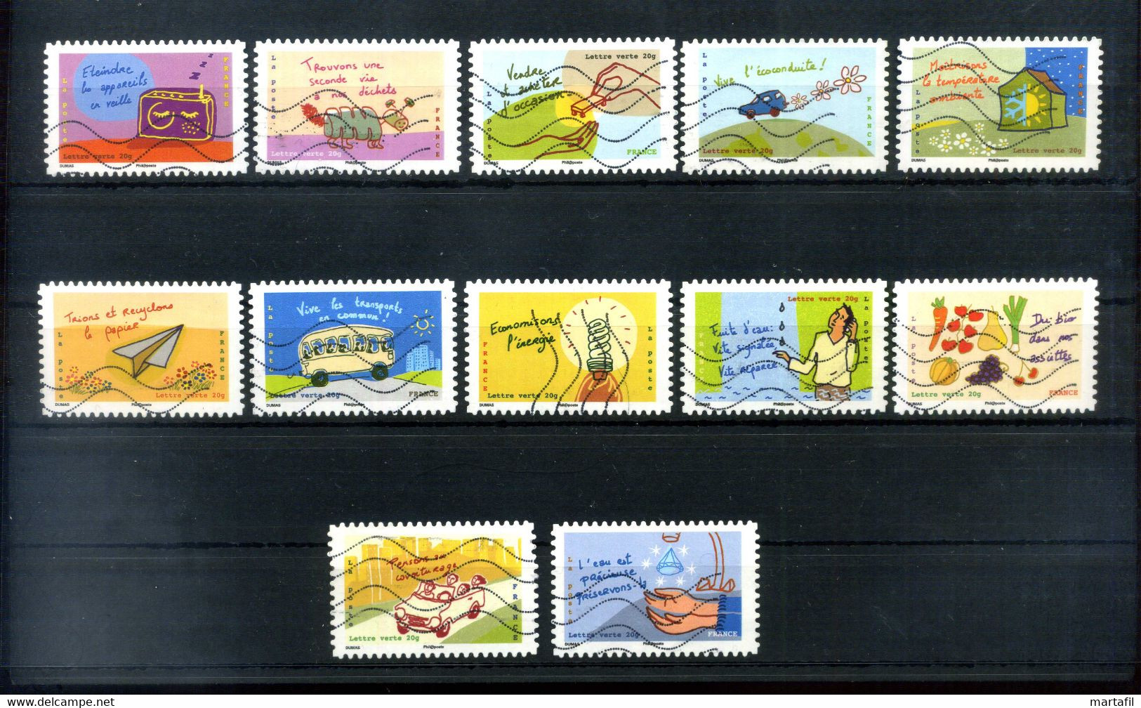 2014 FRANCIA SET USATO 5638/5649 Protezione Dell'ambiente - Used Stamps