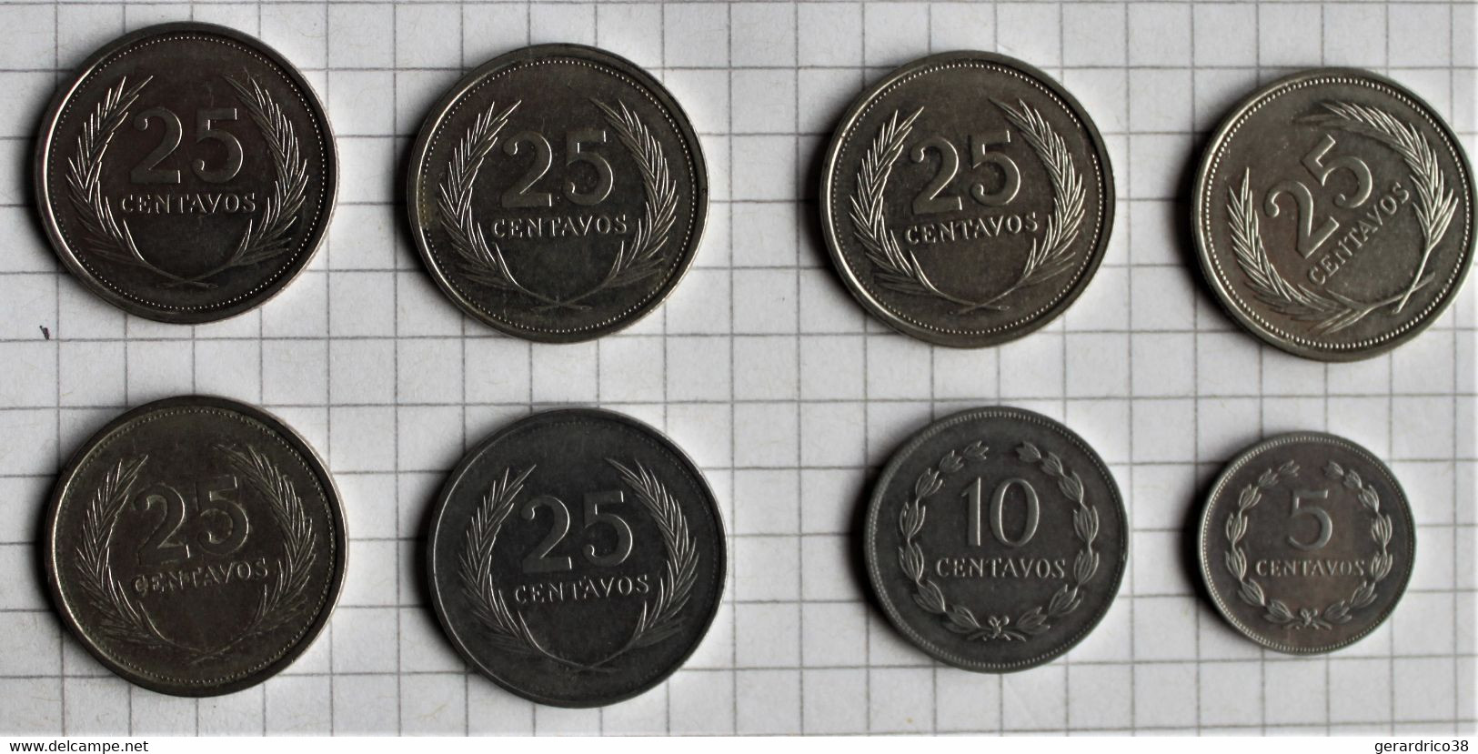 Lot De 5 Pièces De 25 Centavos+ 1  De 10 Centavos+ 1 De 5 Centavos.EL SALVADOR. - Salvador