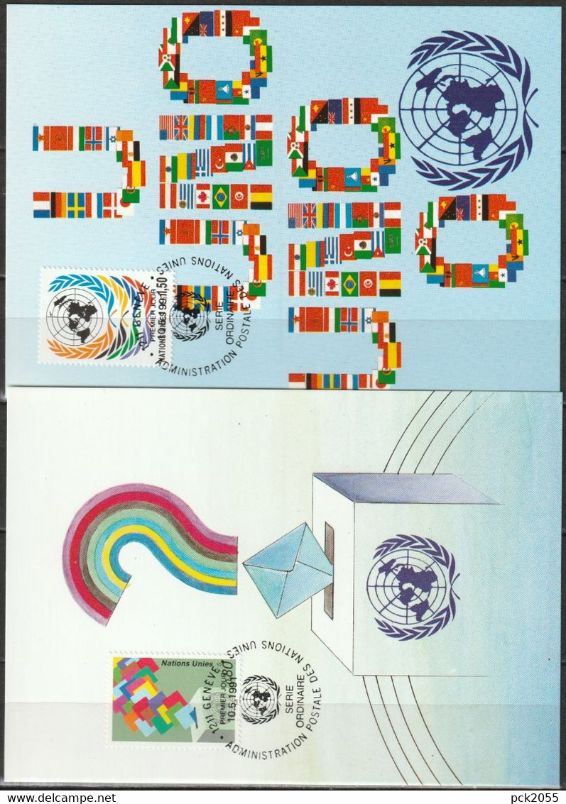 UNO Genf 1991 MK  MiNr.200 - 201 Stimmzettel, Wahlurne, UNO-Emblem ( D 5957 ) Günstige Versandkosten - Cartes-maximum