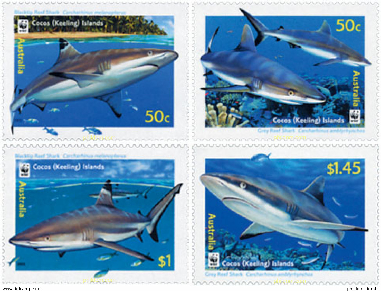 159767 MNH COCOS Islas 2005 TIBURONES - Cocos (Keeling) Islands