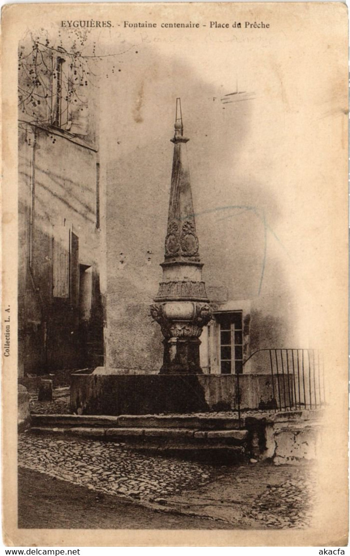 CPA EYGUIERES Fontaine Centenaire - Place Du Preche (1259286) - Eyguieres