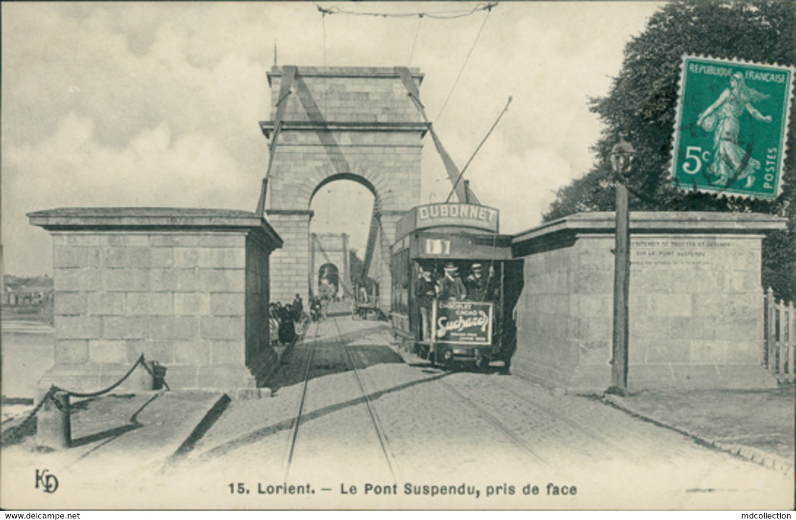 56 LANESTER /  Kerentrech - Le Pont Suspendu / CARTE ANIMEE TRAMWAY - Lanester