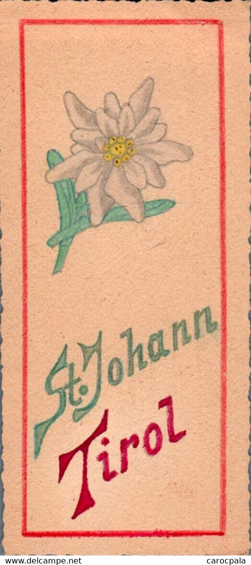 Vers 1950 ? Rare Carte Souvenir De ST JOHANN TIROL / FLEURS PEINTE A LA MAIN - St. Johann In Tirol