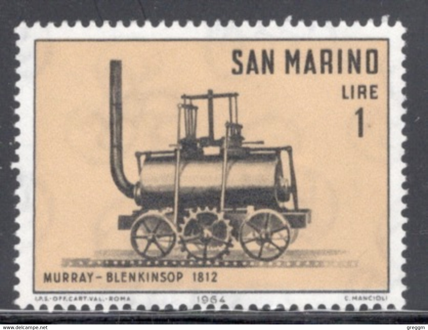 San Marino 1964 Single Stamp From The Story Of The Locomotive Set  In Fine Used - Oblitérés