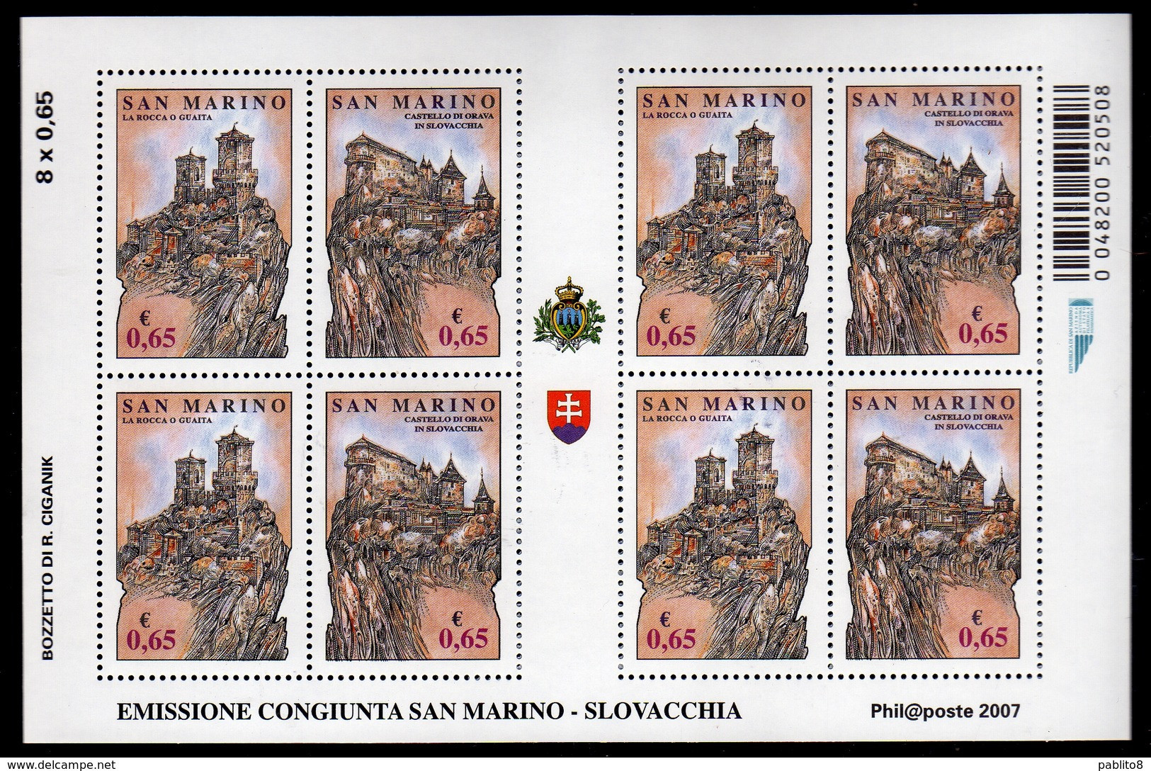 REPUBBLICA DI SAN MARINO 2007 ROCCHE DI LIBERTÀ FORCES OF FREEDOM BLOCCO FOGLIETTO BLOCK SHEET BLOC FEUILLET MNH - Blocchi & Foglietti