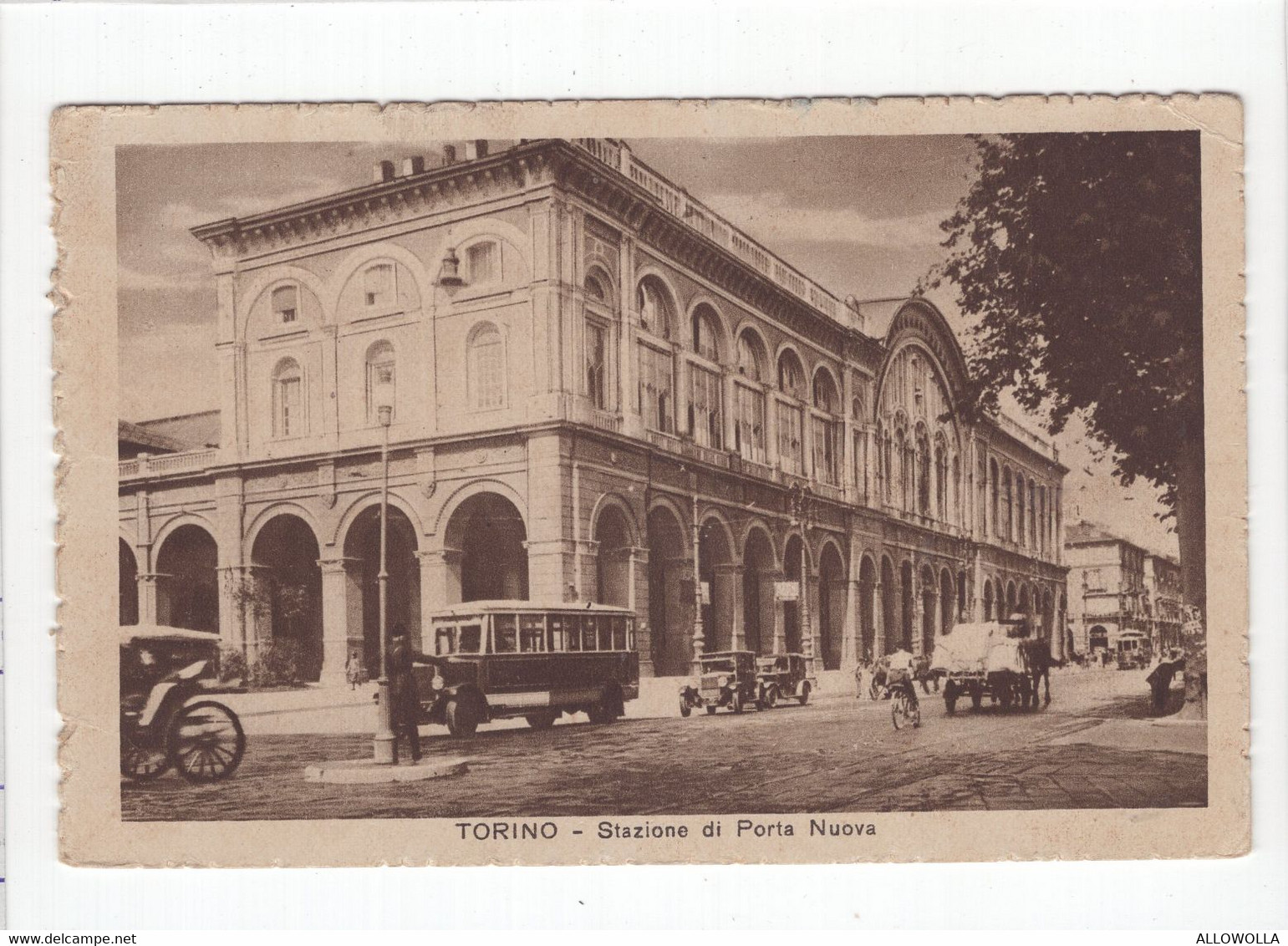 18690 " TORINO-STAZIONE DI PORTA NUOVA " ANIMATA-AUTOBUS-TRAMWAY-VERA FOTO-CART. POST. SPED.1931 - Stazione Porta Nuova