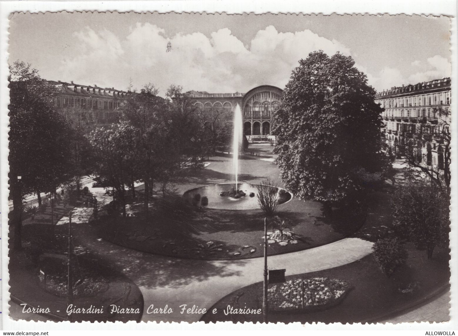 18693 " TORINO-GIARDINI PIAZZA CARLO FELICE E STAZIONE " -VERA FOTO-CART. POST. SPED.1953 - Stazione Porta Nuova