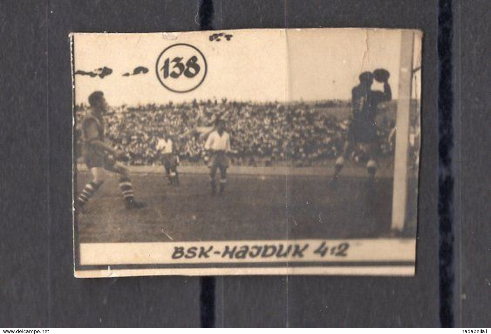 1951. YUGOSLAVIA,B.S.K. - HAJDUK 4 : 2,VINTAGE FOOTBALL TRADING CARDS,3X2 Cm - 1950-1959