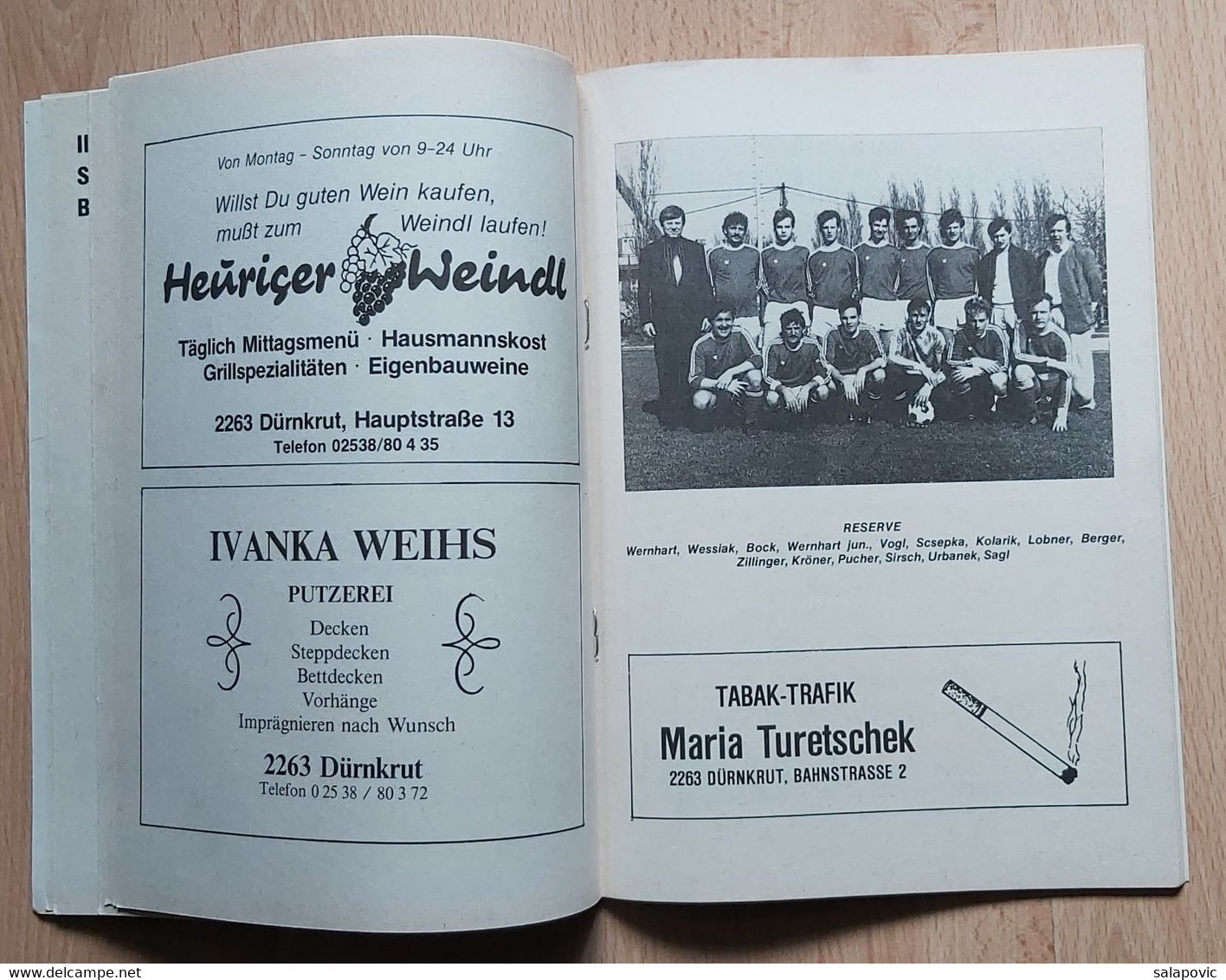 SC Dürnkrut football club Austria 70 Jahre Sportclub Festliche Tage 1. - 4. Juni 1990