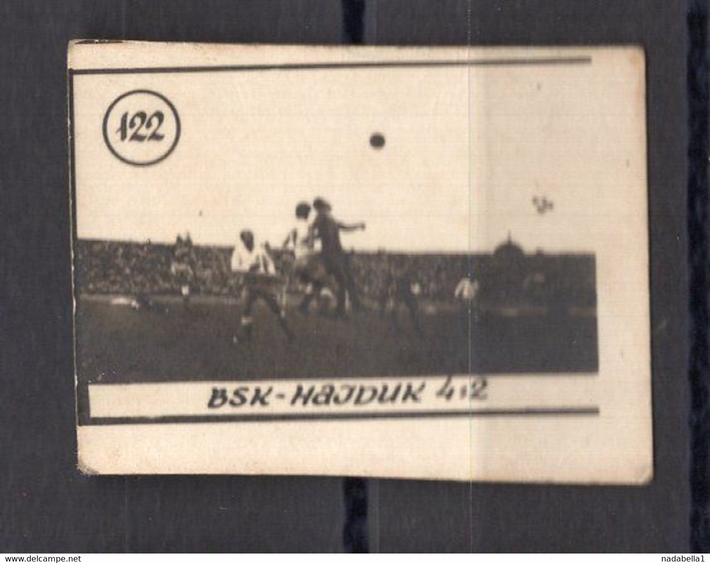 1950s YUGOSLAVIA,B.S.K. - HAJDUK 4 : 2,VINTAGE FOOTBALL TRADING CARDS,3X2 Cm - 1950-1959