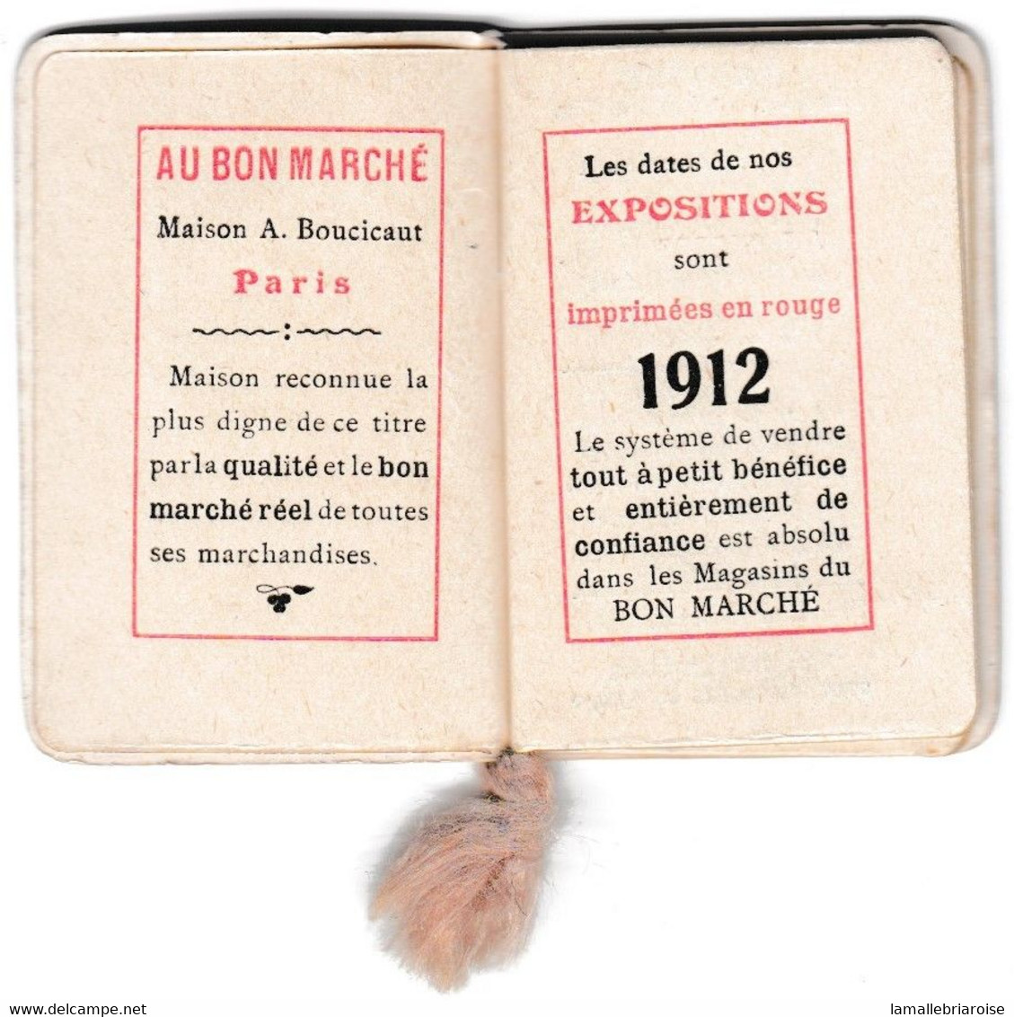 MINI CALENDRIER De 1912, Offert Par LA MAISON BOUCICAUT, AU BON MARCHE.couverture Gauffrée,  Tranches Dorées. - Small : 1901-20