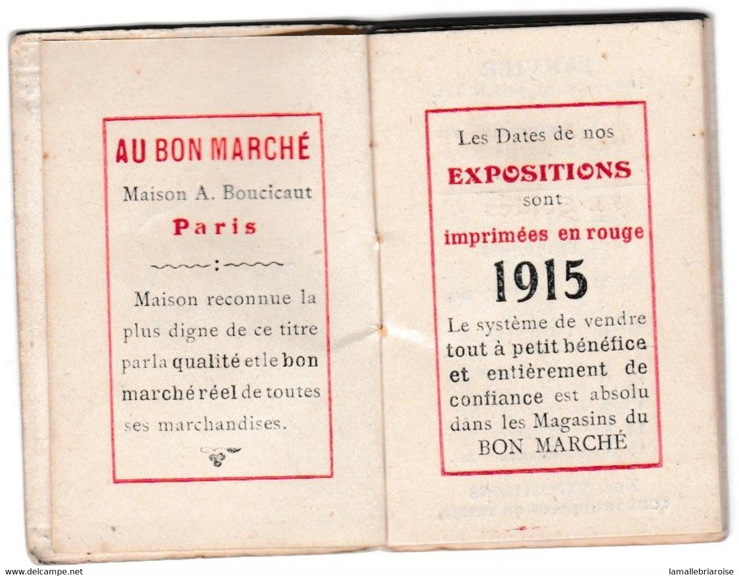 MINI CALENDRIER De 1915, Offert Par LA MAISON BOUCICAUT, AU BON MARCHE. Couverture Gauffrée - Formato Piccolo : 1901-20