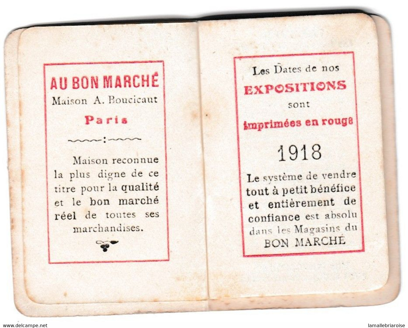 MINI CALENDRIER De 1918, Offert Par LA MAISON BOUCICAUT, AU BON MARCHE. Couverture Gauffrée - Small : 1901-20