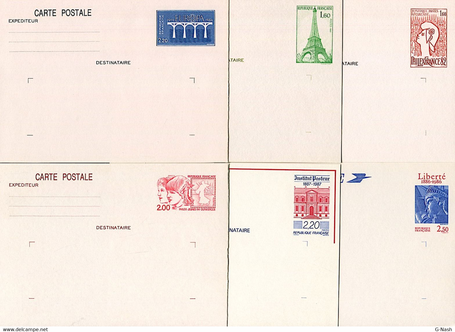 Entiers Postaux - Lot De 6 Entiers Type Commémoratifs - Collections & Lots: Stationery & PAP