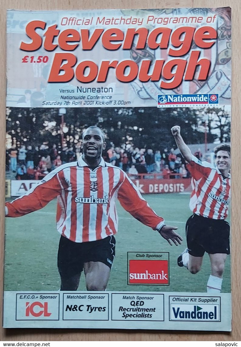 Stevenage Borough Vs Nuneaton  England Football Match Program - Books