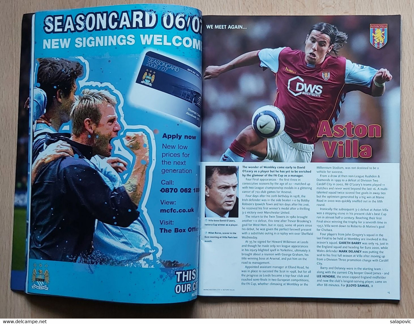 Manchester City Vs Aston Villa  England 2006 Football Match Program - Libros