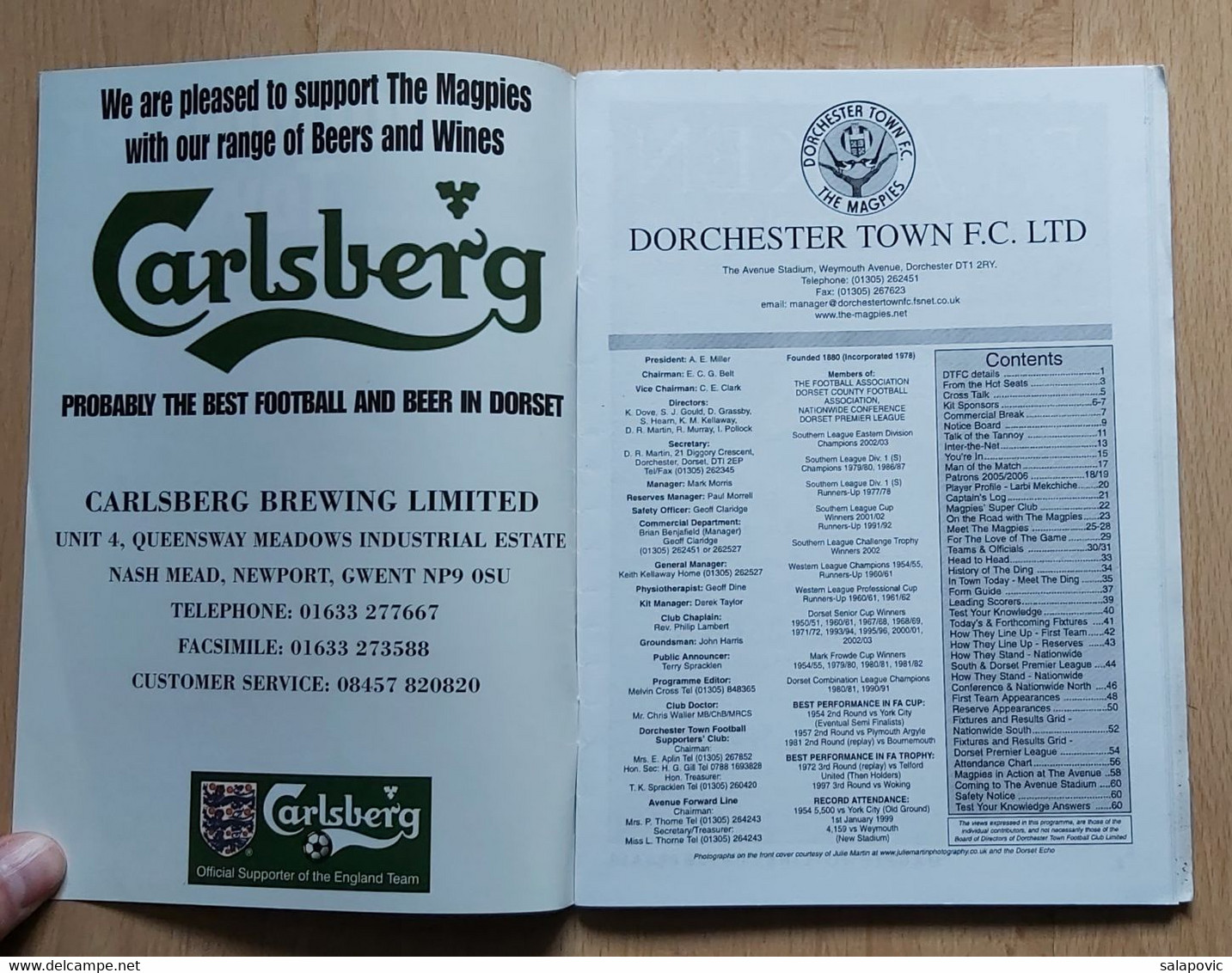 Dorchester Town Vs Yeading  England 2006 Football Match Program - Libri