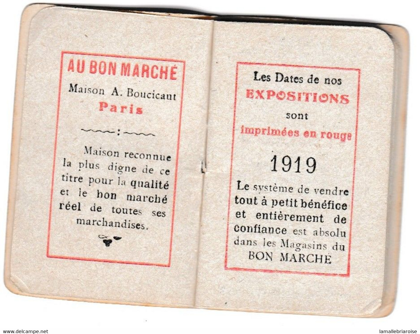 MINI CALENDRIER De 1919, Offert Par LA MAISON BOUCICAUT, AU BON MARCHE. Couverture Gauffrée - Formato Piccolo : 1901-20