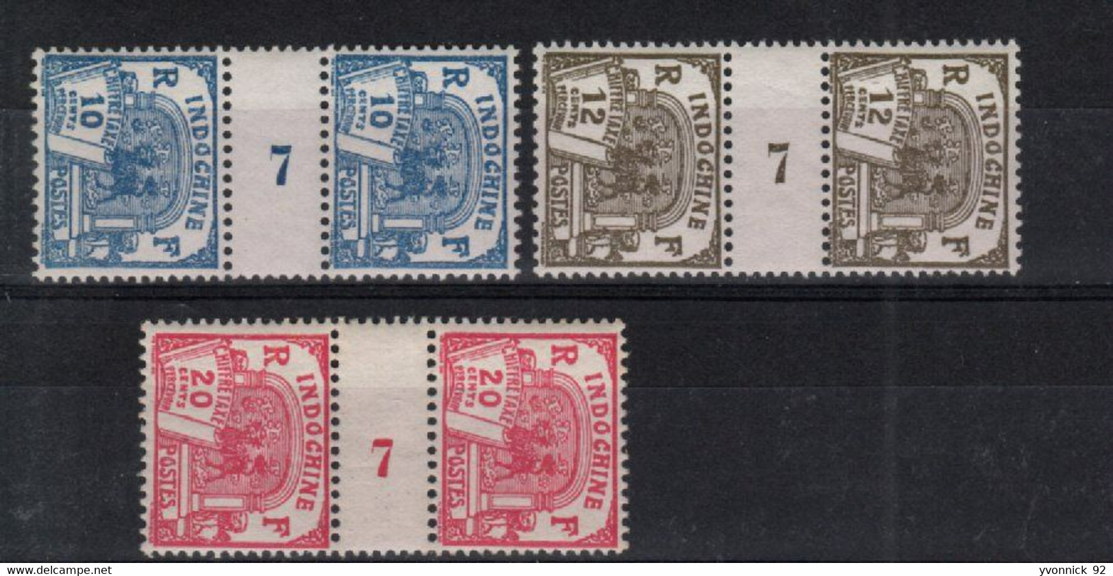 Indochine_ 3 Millésimes Taxe (1927) N° 52/54 - Portomarken