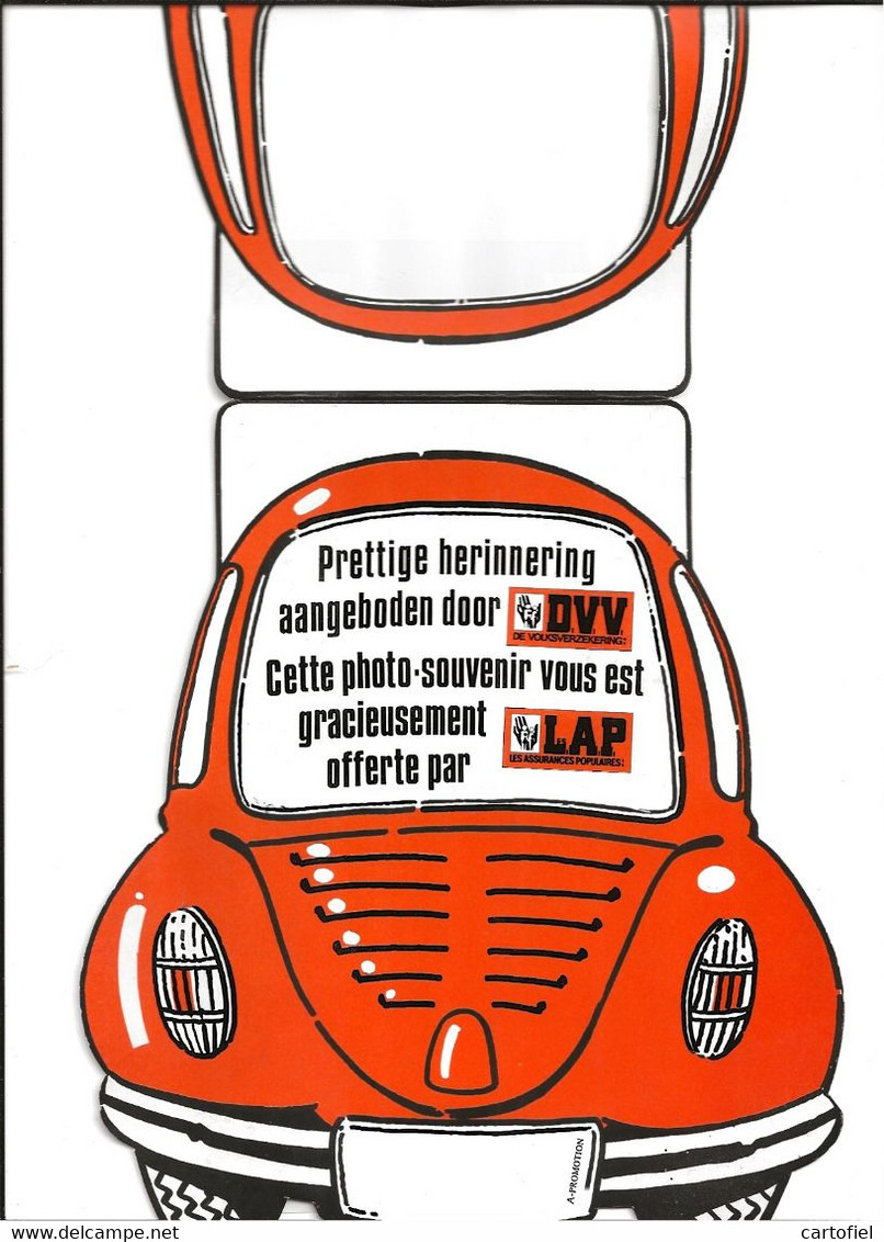 AUTO-VOLKSWAGEN-KEVER-VW-COCCINELLE-RECLAMEFOLDER-DVV+FOTO-1989+-19-20 CM-POSTERIJEN-MERELBEKE-ZIE DE 2 SCANS-RARE! - Autres & Non Classés