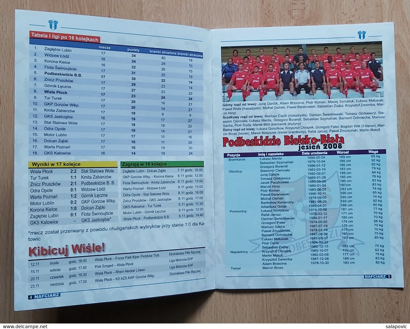 Nafciarz (oficjalna Gazeta Wisły Płock) Nr 23 - The Official Newspaper Of Wisła Płock Wiosna 2008 Football Match Program - Livres