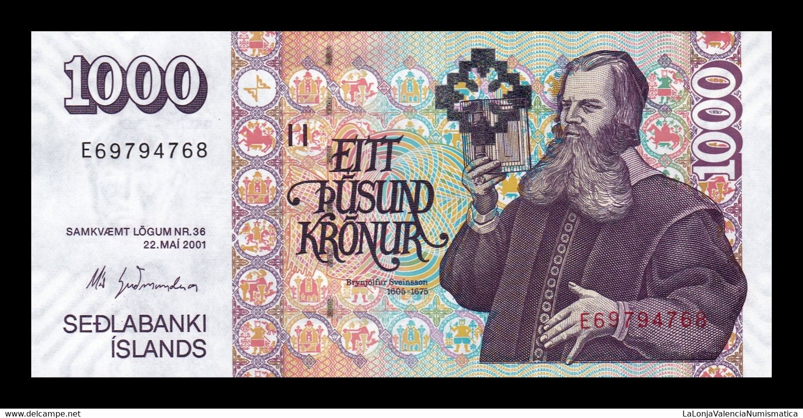 Islandia Iceland Lot 10 Banknotes 1000 Kronur 2001 (2013) Pick 59e SC UNC - Iceland