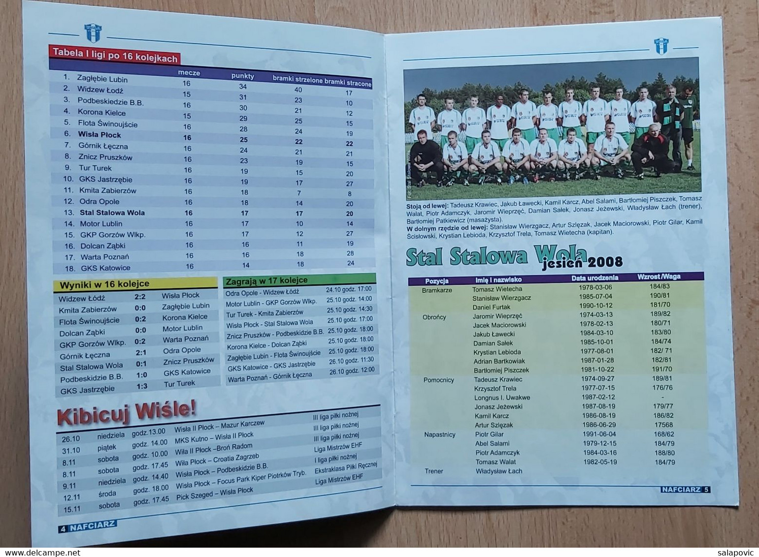 Nafciarz (oficjalna Gazeta Wisły Płock) Nr 22 - The Official Newspaper Of Wisła Płock Wiosna 2008 Football Match Program - Libros