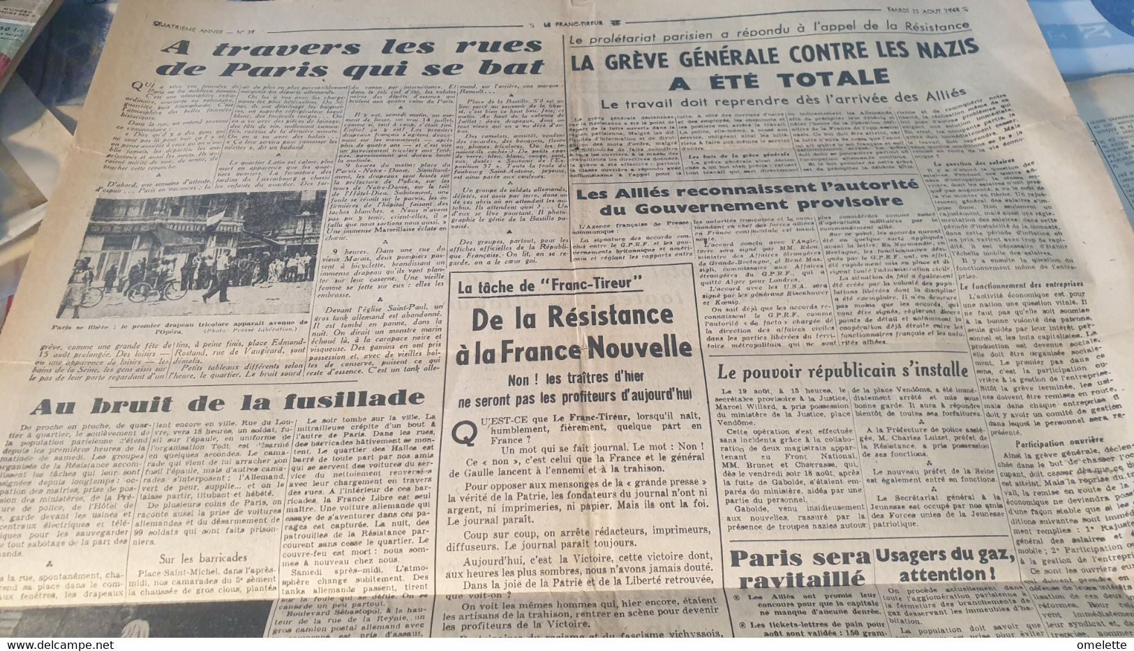 FRANC TIREUR 44 /PARIS COMBAT LIBERTE/DE GAULLE /RESISTANTS F.F.I /LAVAL VICHY - Informations Générales