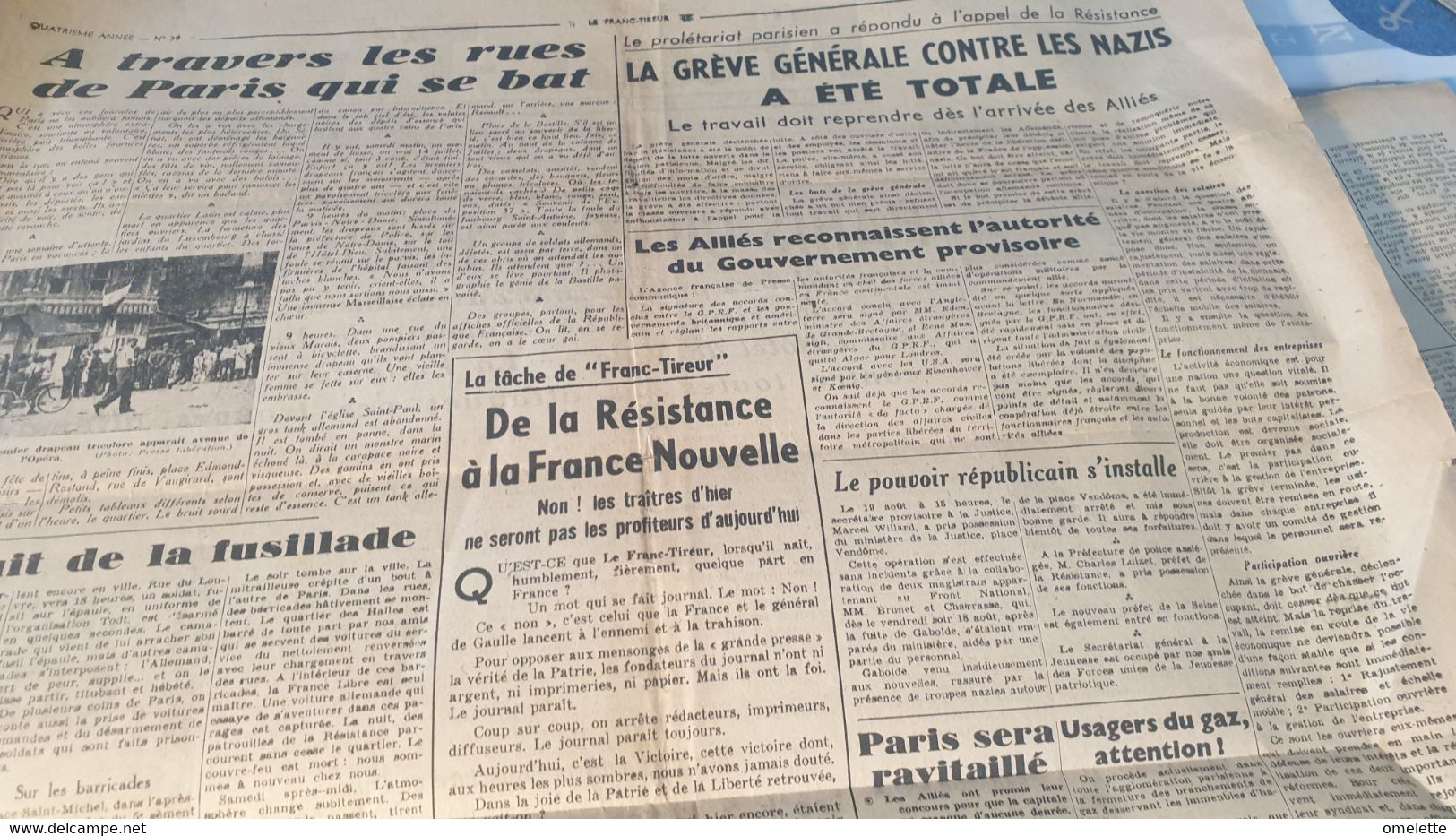 FRANC TIREUR 44 /PARIS COMBAT LIBERTE/DE GAULLE /RESISTANTS F.F.I /LAVAL VICHY - General Issues