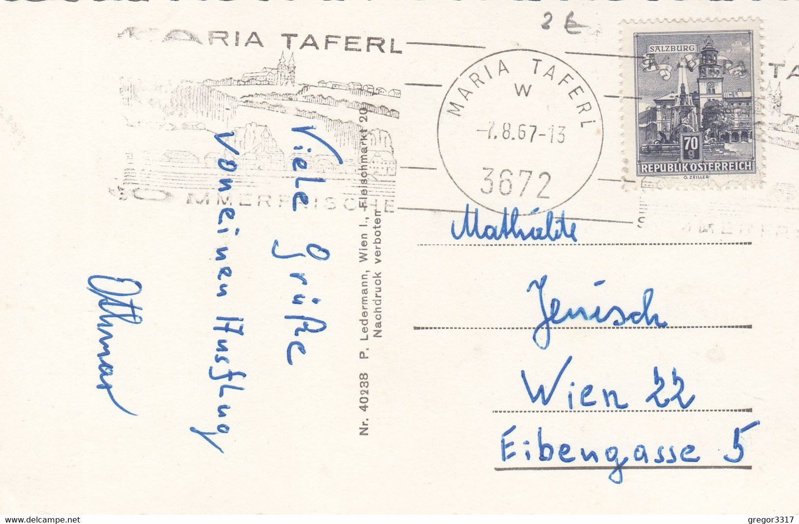 C339) GRUSS Aus MARIA TAFERL Mit Schwalbe ALT ! 7.8.1967 - Maria Taferl