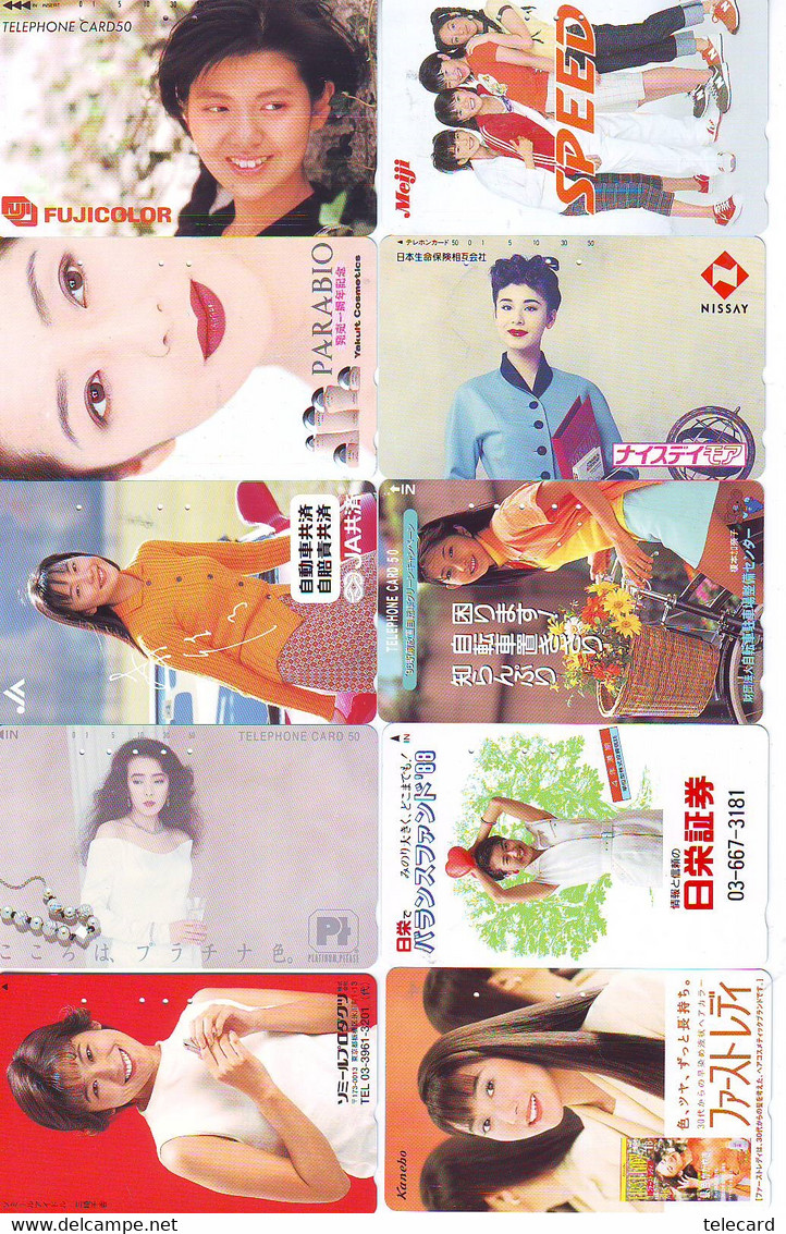 LOT 10 Telecartes Differentes Japon * FEMME Femmes (A-488) SEXY GIRL Girls Phonecards Japan * TELEFONKARTEN FRAUEN FRAU - Fashion